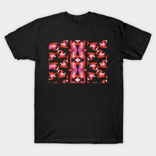 Geometric pink pattern red modern T-Shirt